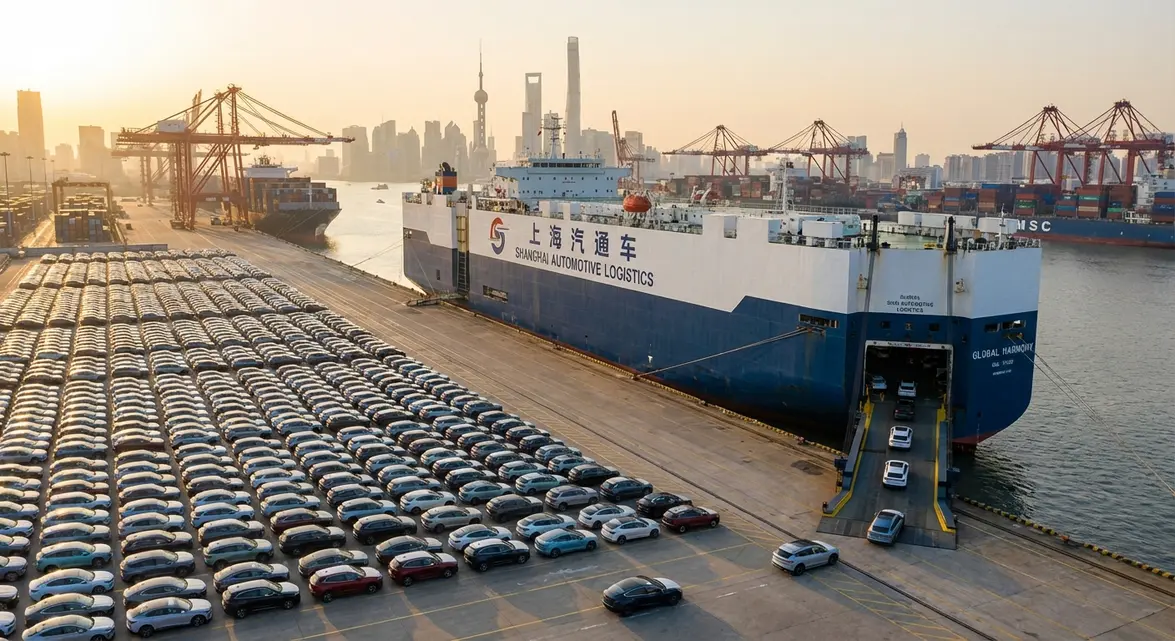 Logistics operation at a port to buy used car from china including electric vehicles